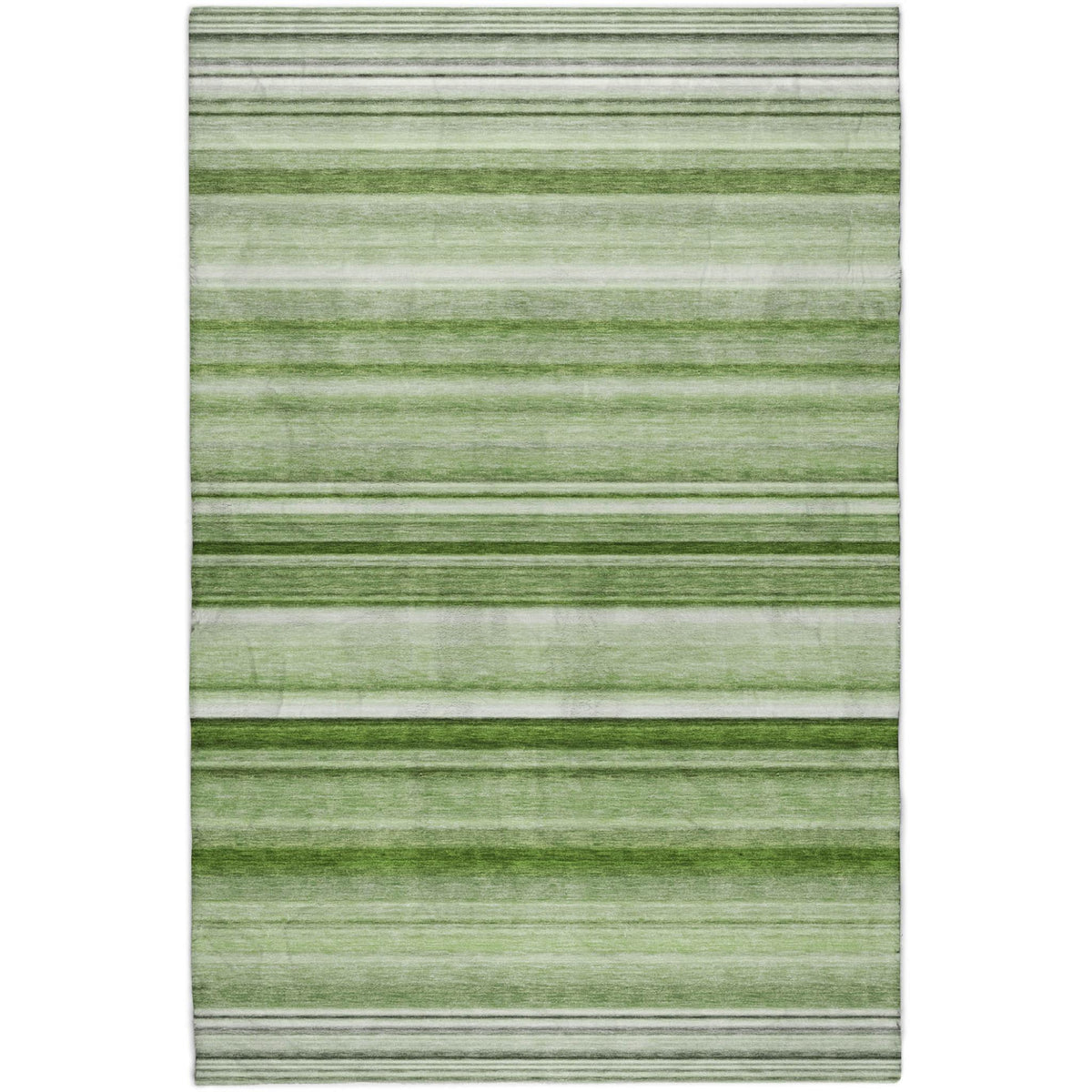 5' X 8' Green And Gray Striped Shag Washable Area Rug With UV Protection - HomeRoots - Flyclothing LLC