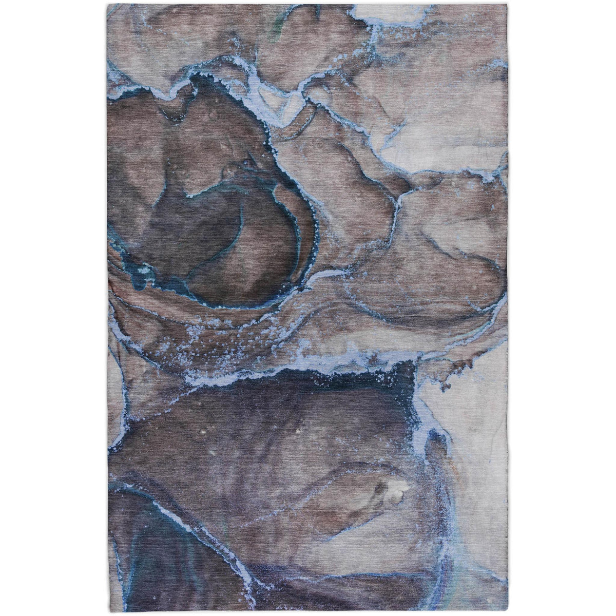 8' X 10' Navy Blue And Denim Blue Abstract Shag Washable Area Rug With UV Protection - HomeRoots - Flyclothing LLC