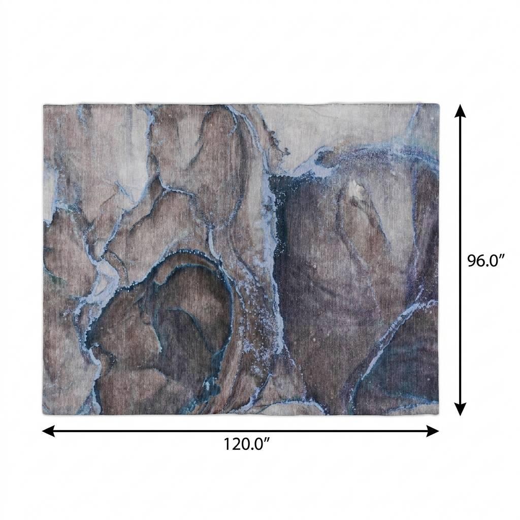 8' X 10' Navy Blue And Denim Blue Abstract Shag Washable Area Rug With UV Protection - HomeRoots - Flyclothing LLC