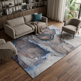9' X 12' Navy Blue And Denim Blue Abstract Shag Washable Area Rug With UV Protection - HomeRoots - Flyclothing LLC