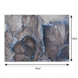 9' X 12' Navy Blue And Denim Blue Abstract Shag Washable Area Rug With UV Protection - HomeRoots - Flyclothing LLC