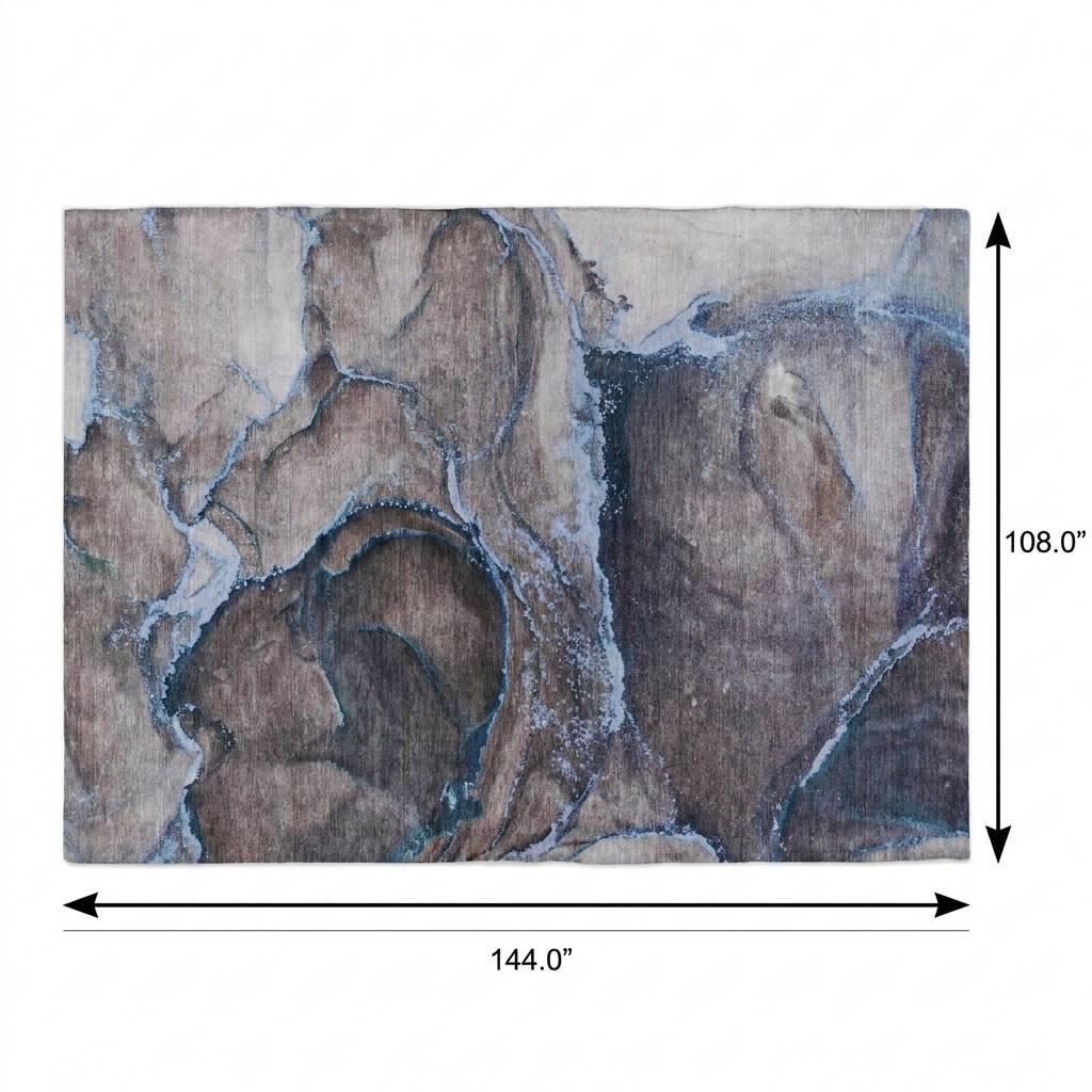 9' X 12' Navy Blue And Denim Blue Abstract Shag Washable Area Rug With UV Protection - HomeRoots - Flyclothing LLC