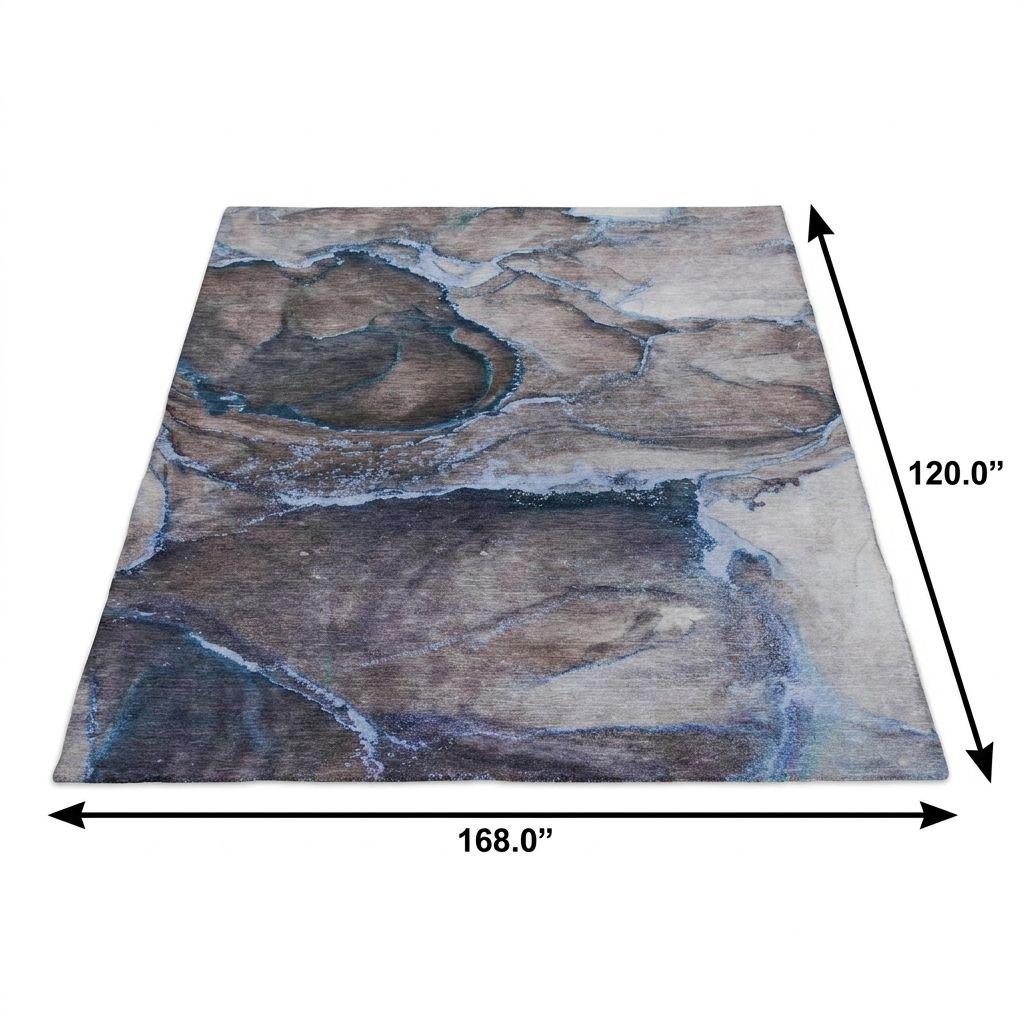 10' X 14' Navy Blue And Denim Blue Abstract Shag Washable Area Rug With UV Protection - HomeRoots - Flyclothing LLC