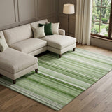 9' X 12' Green And Gray Striped Shag Washable Area Rug With UV Protection - HomeRoots - Flyclothing LLC