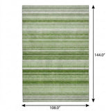 9' X 12' Green And Gray Striped Shag Washable Area Rug With UV Protection - HomeRoots - Flyclothing LLC