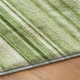 10' X 14' Green And Gray Striped Shag Washable Area Rug With UV Protection - HomeRoots - Flyclothing LLC