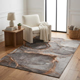 5' X 8' Peach And Gray Abstract Shag Washable Area Rug With UV Protection - HomeRoots - Flyclothing LLC