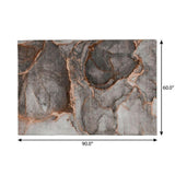 5' X 8' Peach And Gray Abstract Shag Washable Area Rug With UV Protection - HomeRoots - Flyclothing LLC