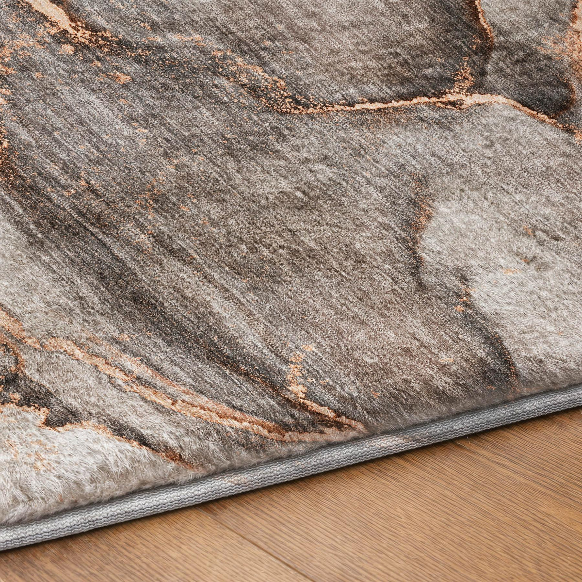 8' X 10' Peach And Gray Abstract Shag Washable Area Rug With UV Protection - HomeRoots - Flyclothing LLC