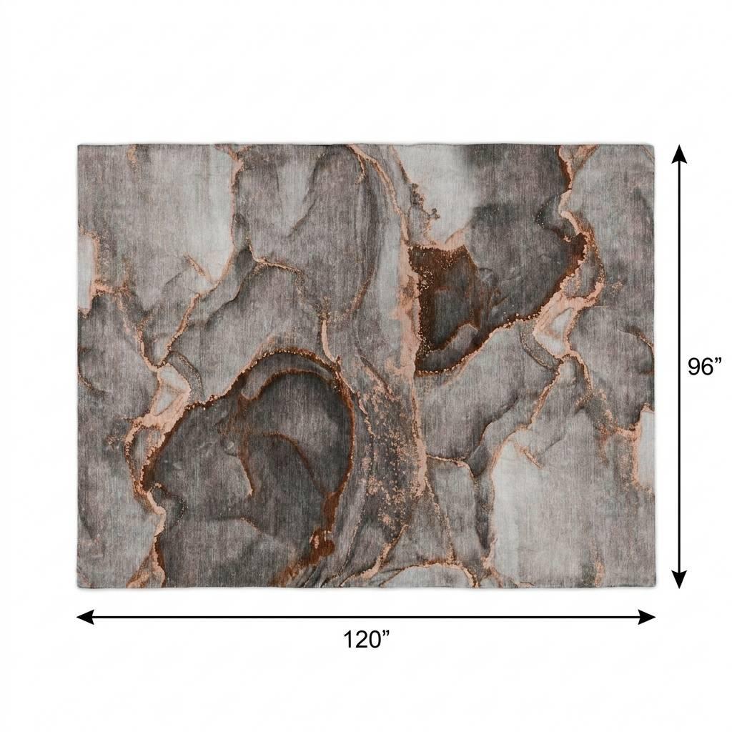 8' X 10' Peach And Gray Abstract Shag Washable Area Rug With UV Protection - HomeRoots - Flyclothing LLC