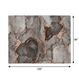 8' X 10' Peach And Gray Abstract Shag Washable Area Rug With UV Protection - HomeRoots - Flyclothing LLC