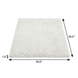 8' Aqua And Gray Striped Shag Washable Round Rug With UV Protection - HomeRoots - Flyclothing LLC