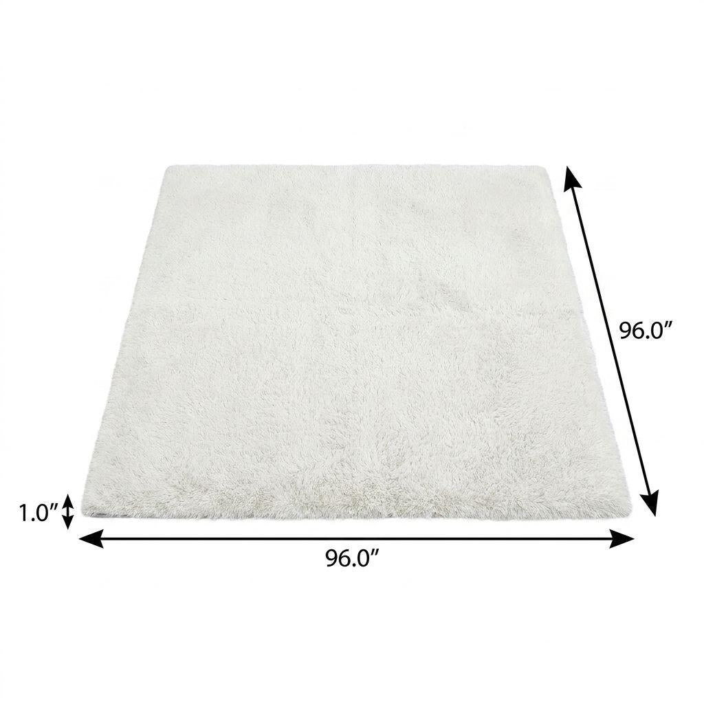 8' Aqua And Gray Striped Shag Washable Round Rug With UV Protection - HomeRoots - Flyclothing LLC