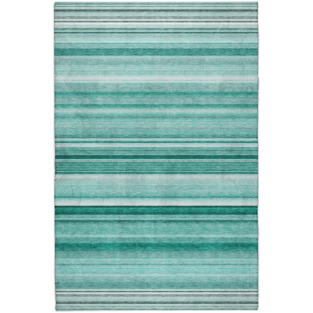 10' X 14' Aqua And Gray Striped Shag Washable Area Rug With UV Protection - HomeRoots - Flyclothing LLC