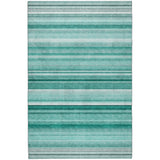 10' X 14' Aqua And Gray Striped Shag Washable Area Rug With UV Protection - HomeRoots - Flyclothing LLC