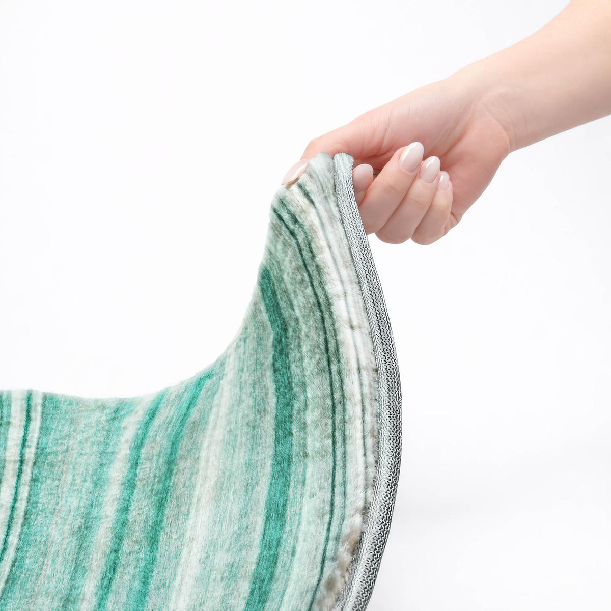 10' X 14' Aqua And Gray Striped Shag Washable Area Rug With UV Protection - HomeRoots - Flyclothing LLC