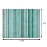 10' X 14' Aqua And Gray Striped Shag Washable Area Rug With UV Protection - HomeRoots - Flyclothing LLC