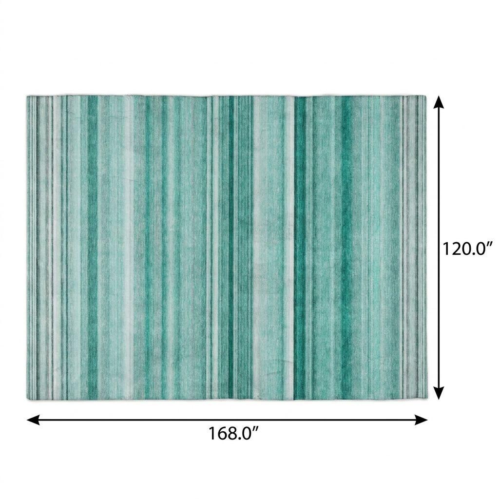 10' X 14' Aqua And Gray Striped Shag Washable Area Rug With UV Protection - HomeRoots - Flyclothing LLC