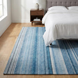 3' X 5' Blue And Gray Striped Shag Washable Area Rug With UV Protection - HomeRoots - Flyclothing LLC