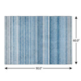 5' X 8' Blue And Gray Striped Shag Washable Area Rug With UV Protection - HomeRoots - Flyclothing LLC