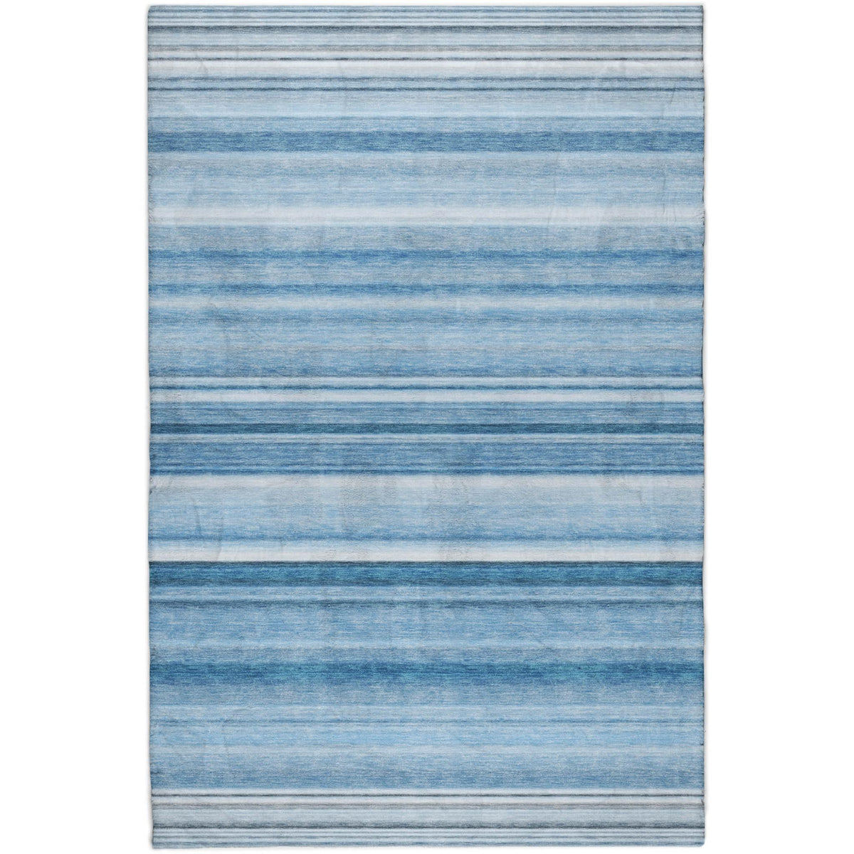 8' X 10' Blue And Gray Striped Shag Washable Area Rug With UV Protection - HomeRoots - Flyclothing LLC