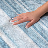 8' X 10' Blue And Gray Striped Shag Washable Area Rug With UV Protection - HomeRoots - Flyclothing LLC