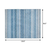 8' X 10' Blue And Gray Striped Shag Washable Area Rug With UV Protection - HomeRoots - Flyclothing LLC