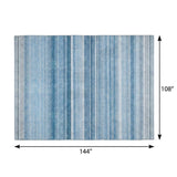 9' X 12' Blue And Gray Striped Shag Washable Area Rug With UV Protection - HomeRoots - Flyclothing LLC