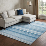 10' X 14' Blue And Gray Striped Shag Washable Area Rug With UV Protection - HomeRoots - Flyclothing LLC
