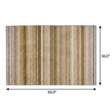 3' X 5' Chocolate And Gray Striped Shag Washable Area Rug With UV Protection - HomeRoots - Flyclothing LLC