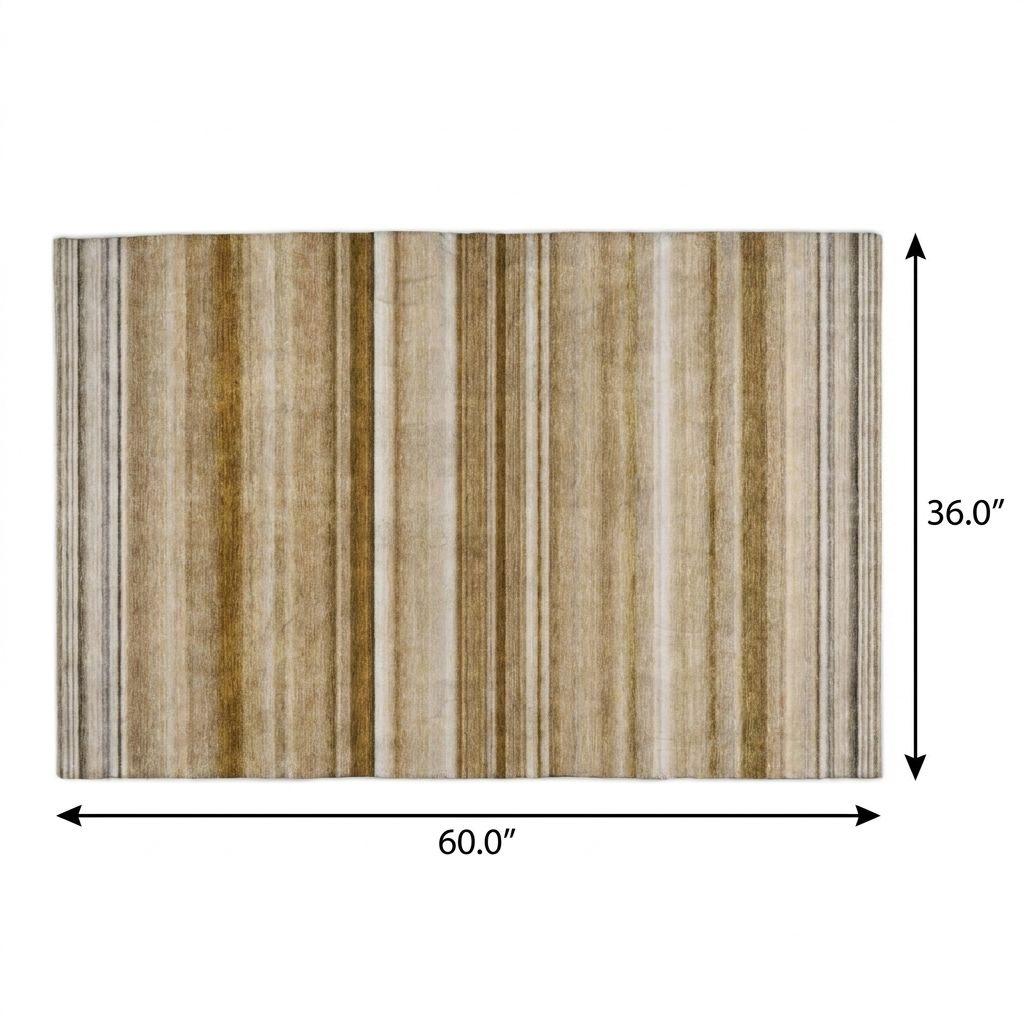 3' X 5' Chocolate And Gray Striped Shag Washable Area Rug With UV Protection - HomeRoots - Flyclothing LLC
