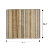 8' X 10' Chocolate And Gray Striped Shag Washable Area Rug With UV Protection - HomeRoots - Flyclothing LLC