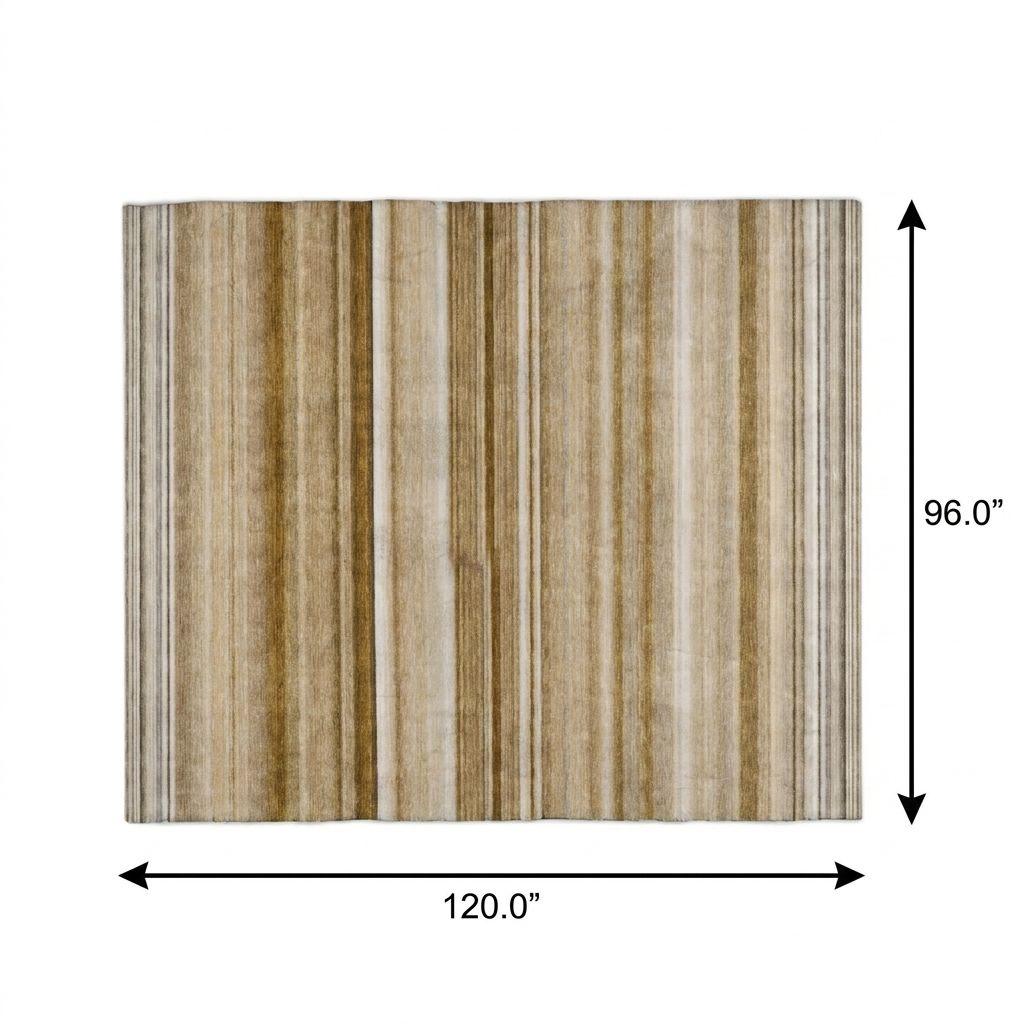 8' X 10' Chocolate And Gray Striped Shag Washable Area Rug With UV Protection - HomeRoots - Flyclothing LLC
