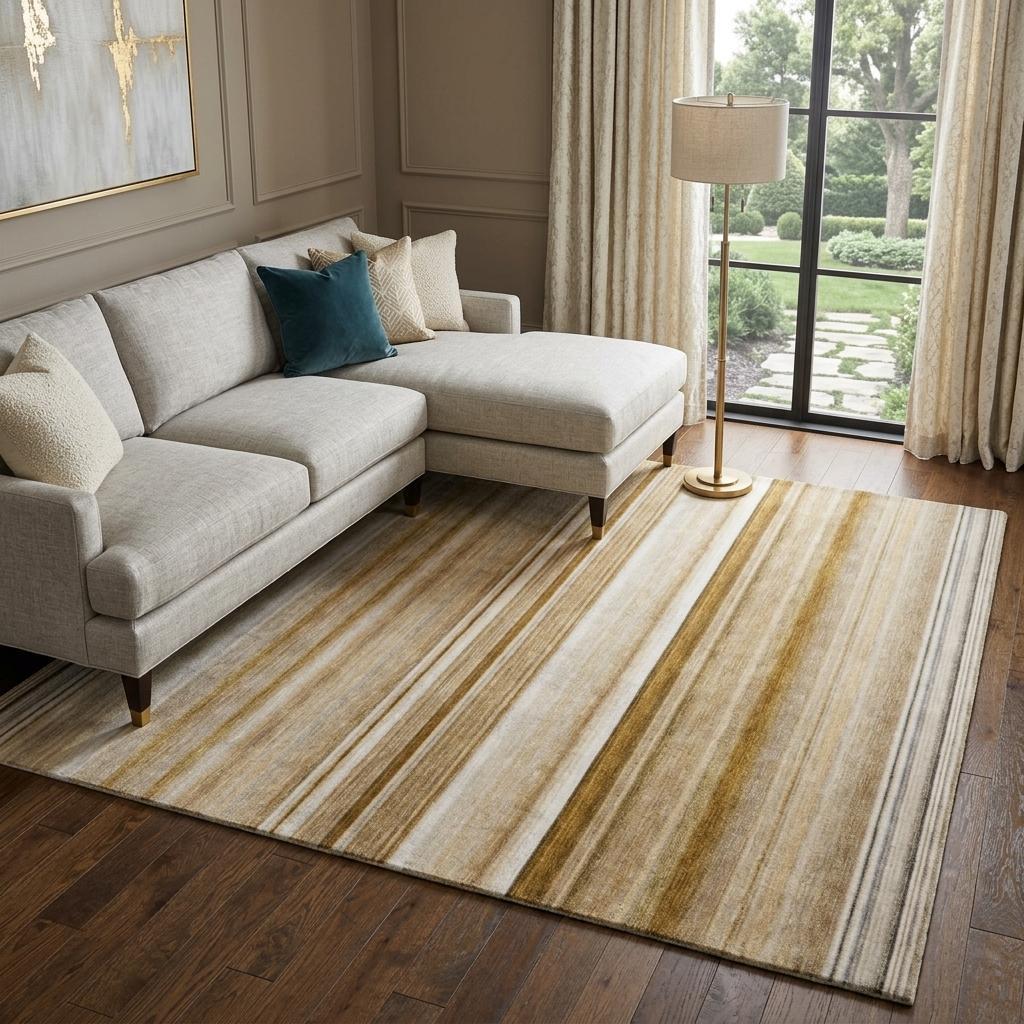 9' X 12' Chocolate And Gray Striped Shag Washable Area Rug With UV Protection - HomeRoots - Flyclothing LLC
