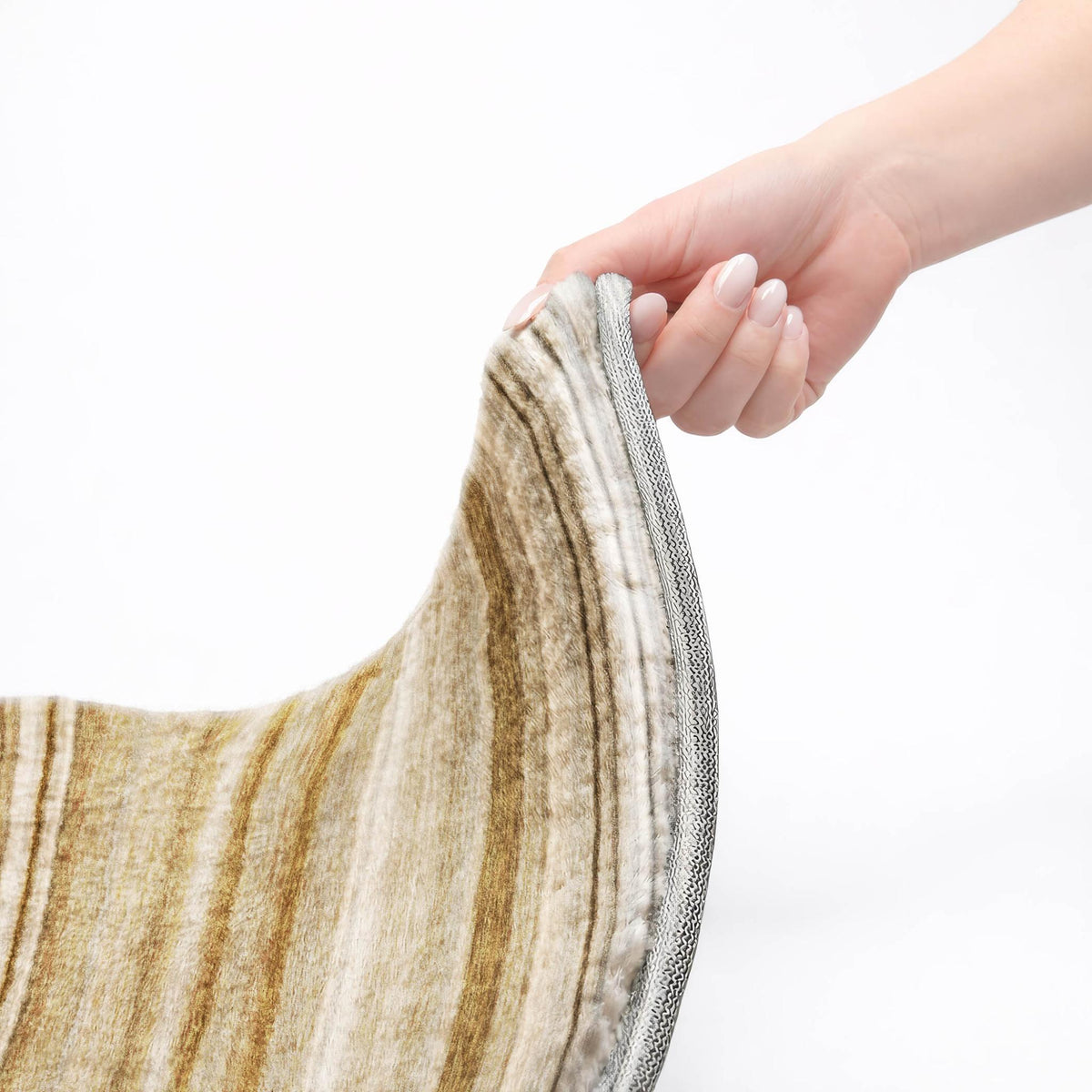 9' X 12' Chocolate And Gray Striped Shag Washable Area Rug With UV Protection - HomeRoots - Flyclothing LLC