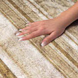 9' X 12' Chocolate And Gray Striped Shag Washable Area Rug With UV Protection - HomeRoots - Flyclothing LLC