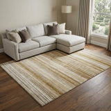 10' X 14' Chocolate And Gray Striped Shag Washable Area Rug With UV Protection - HomeRoots - Flyclothing LLC