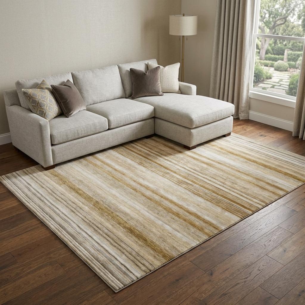 10' X 14' Chocolate And Gray Striped Shag Washable Area Rug With UV Protection - HomeRoots - Flyclothing LLC
