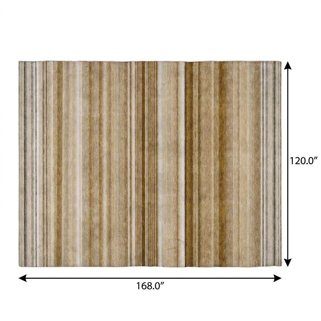 10' X 14' Chocolate And Gray Striped Shag Washable Area Rug With UV Protection - HomeRoots - Flyclothing LLC