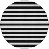 8' Black And Ivory Striped Shag Washable Round Rug With UV Protection - HomeRoots - Flyclothing LLC