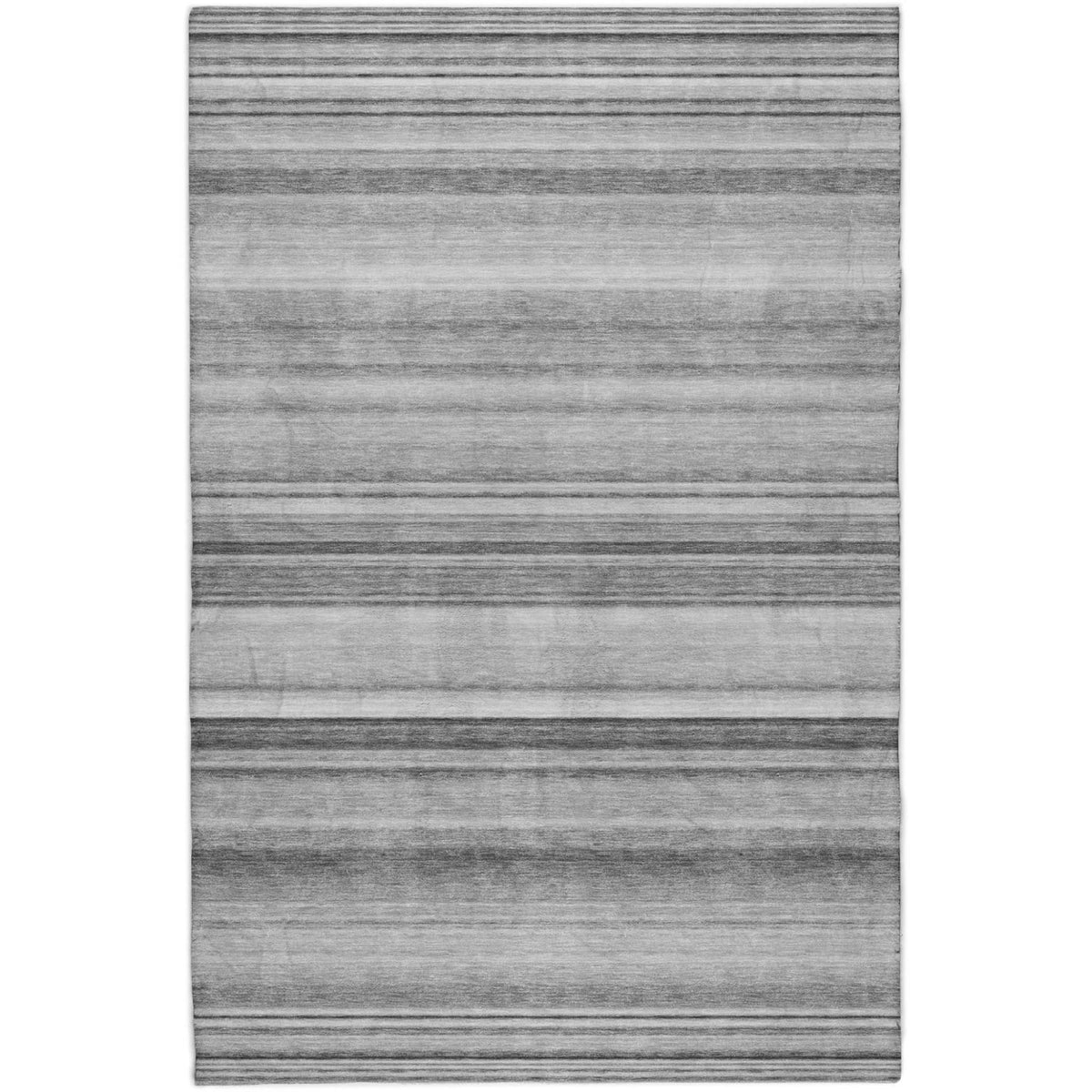 5' X 8' Gray And Ivory Striped Shag Washable Area Rug With UV Protection - HomeRoots - Flyclothing LLC