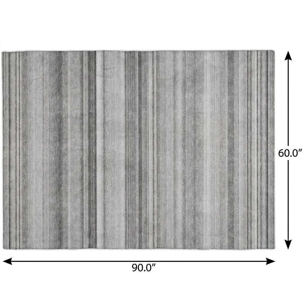5' X 8' Gray And Ivory Striped Shag Washable Area Rug With UV Protection - HomeRoots - Flyclothing LLC