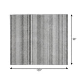 8' X 10' Gray And Ivory Striped Shag Washable Area Rug With UV Protection - HomeRoots - Flyclothing LLC