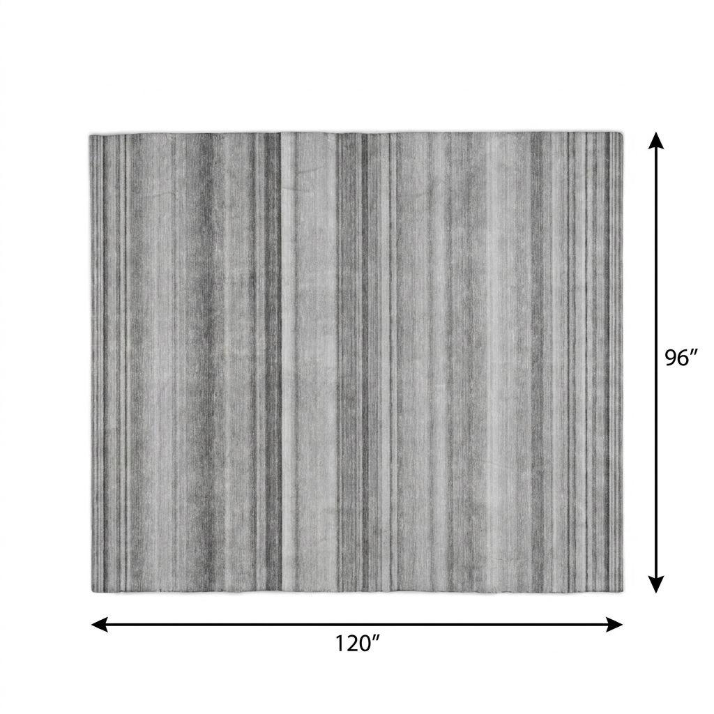 8' X 10' Gray And Ivory Striped Shag Washable Area Rug With UV Protection - HomeRoots - Flyclothing LLC
