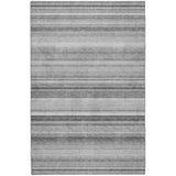 8' X 10' Gray And Ivory Striped Shag Washable Area Rug With UV Protection - HomeRoots - Flyclothing LLC