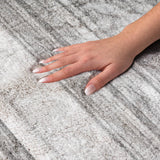 8' X 10' Gray And Ivory Striped Shag Washable Area Rug With UV Protection - HomeRoots - Flyclothing LLC