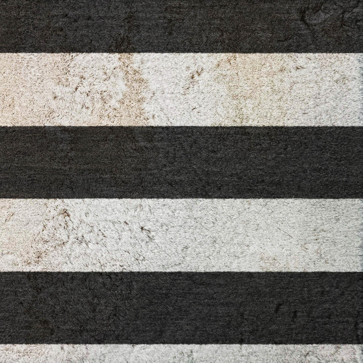 10' X 14' Black And Ivory Striped Shag Washable Area Rug With UV Protection - HomeRoots - Flyclothing LLC