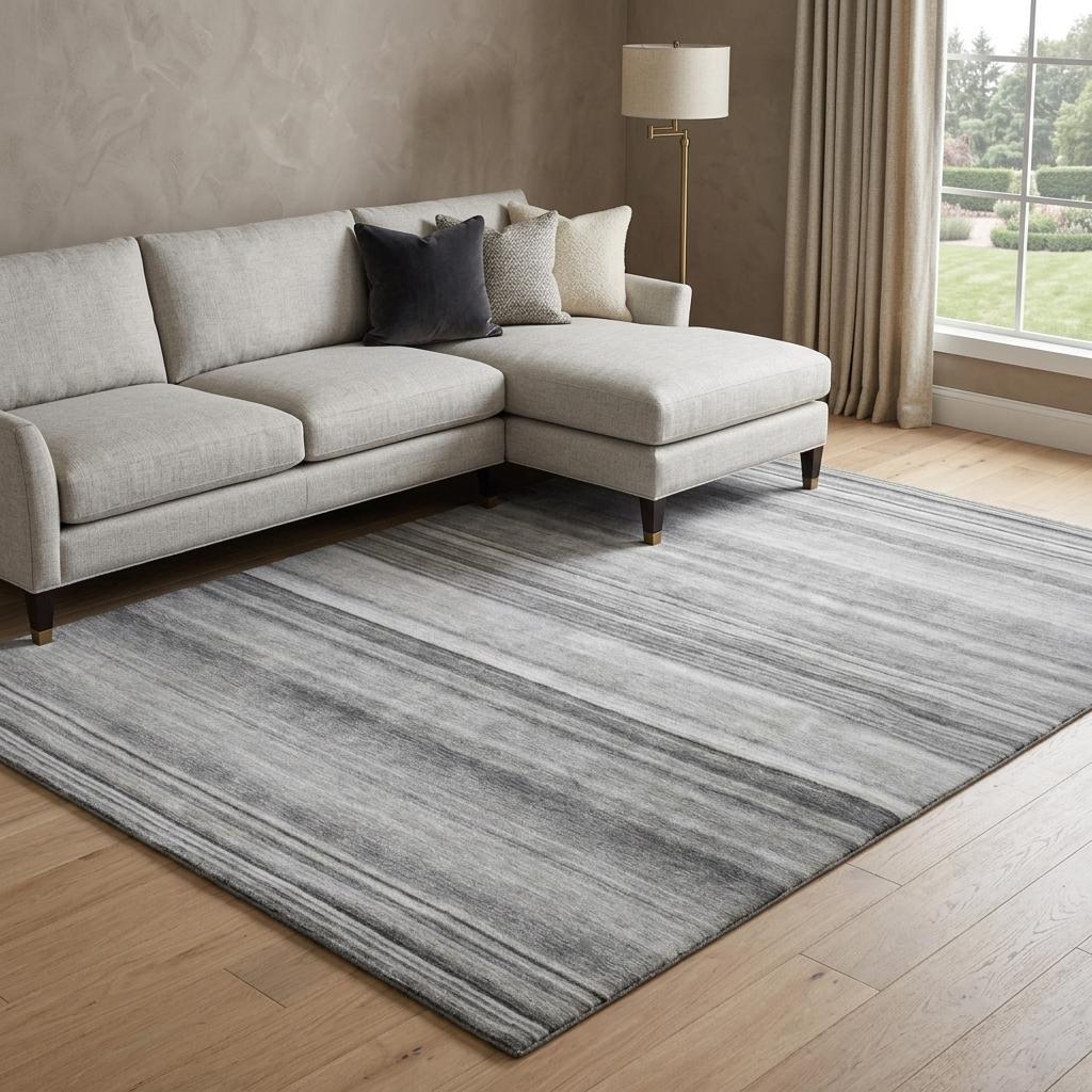 9' X 12' Gray And Ivory Striped Shag Washable Area Rug With UV Protection - HomeRoots - Flyclothing LLC