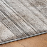9' X 12' Gray And Ivory Striped Shag Washable Area Rug With UV Protection - HomeRoots - Flyclothing LLC