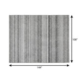 9' X 12' Gray And Ivory Striped Shag Washable Area Rug With UV Protection - HomeRoots - Flyclothing LLC